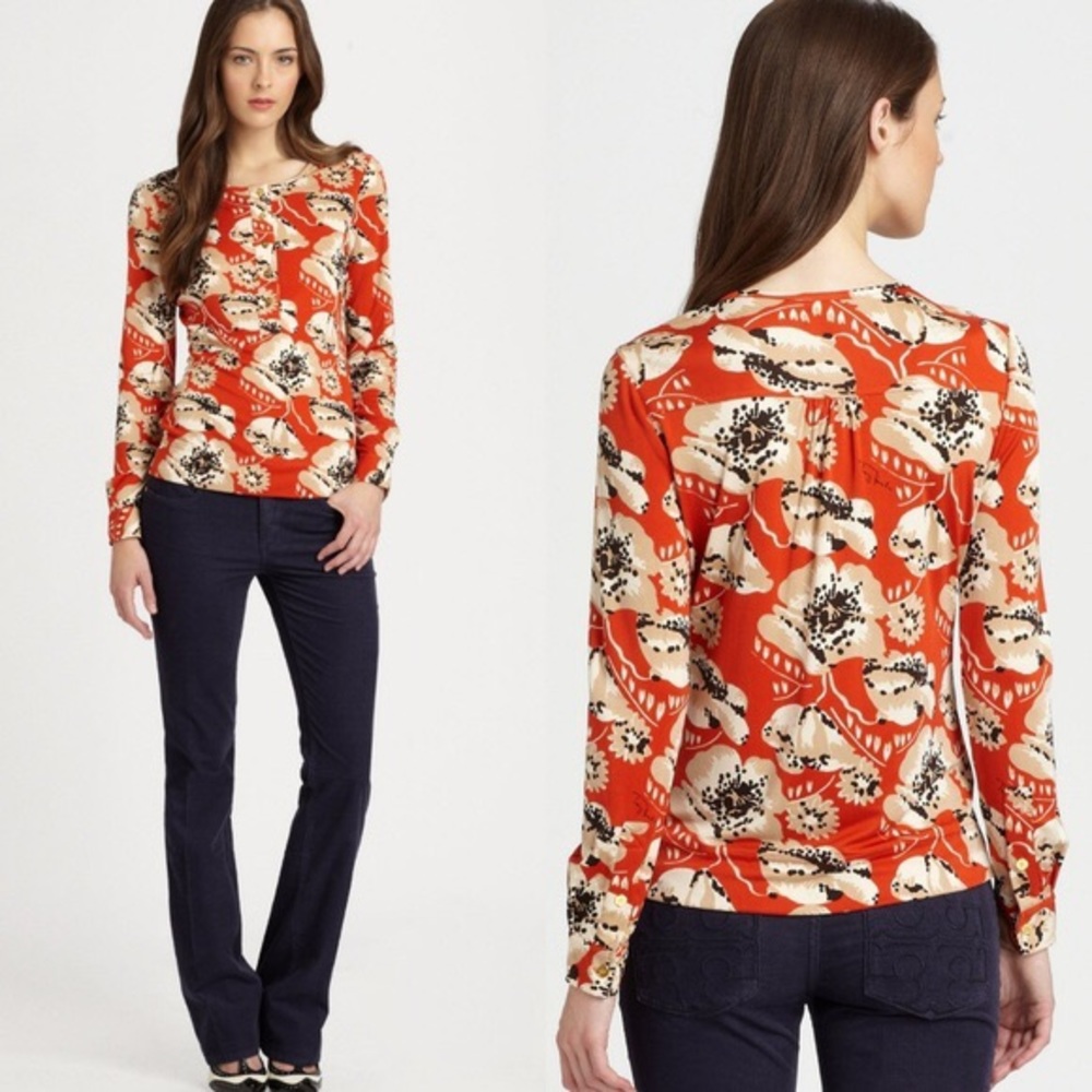 Tory Burch Amy Silk Floral Blouse